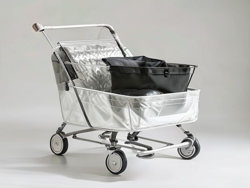 Carrito de Compra Plegable con Bolsa Térmica Impermeable y 4 Ruedas
