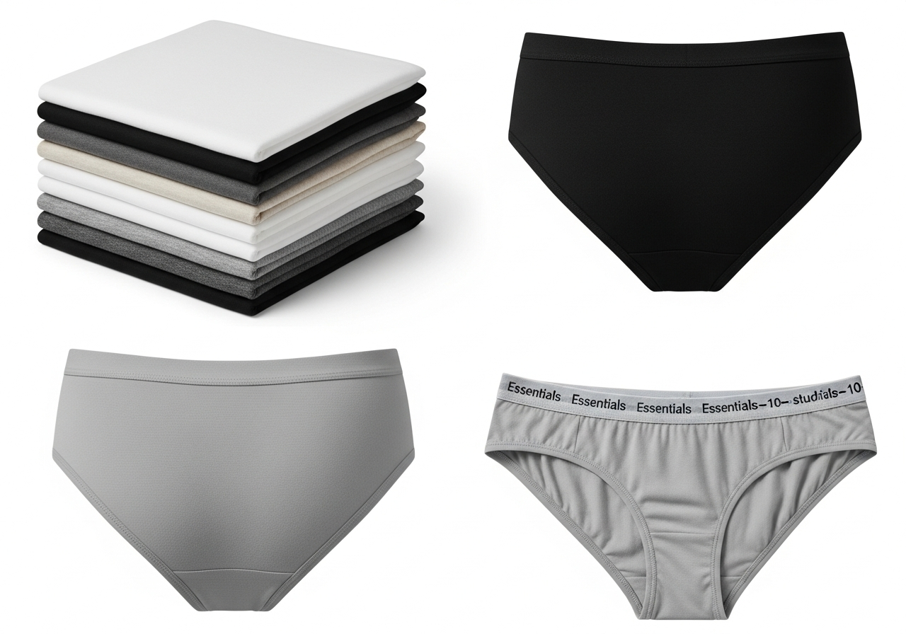 Amazon Essentials Bragas Tipo Bikini de Corte Alto Elásticas de Algodón Mujer, Pack de 10