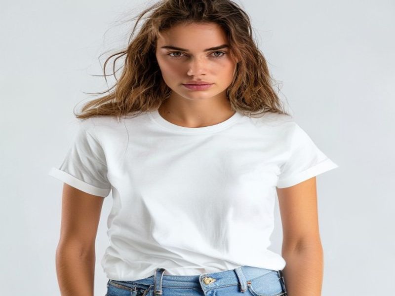 Camiseta de gama alta para mujer de algodón mercerizado y seda
