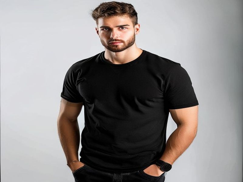 Camiseta Manga Corta Negra para Hombre