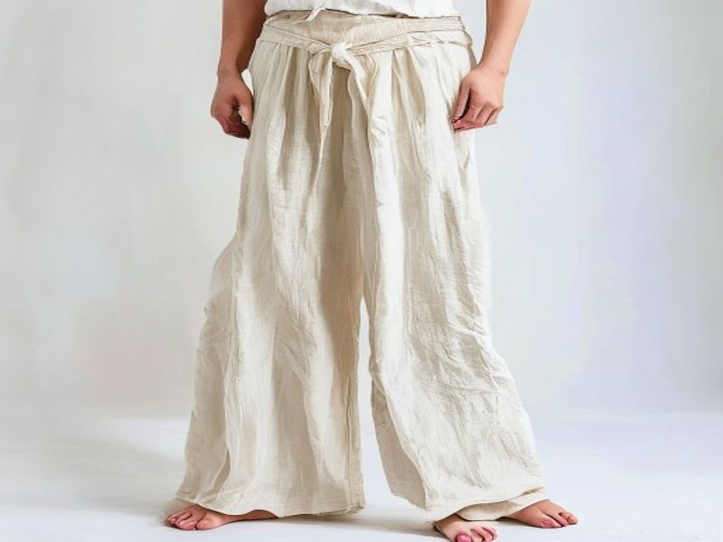 Pantalones Harem de lino y algodón para mujer