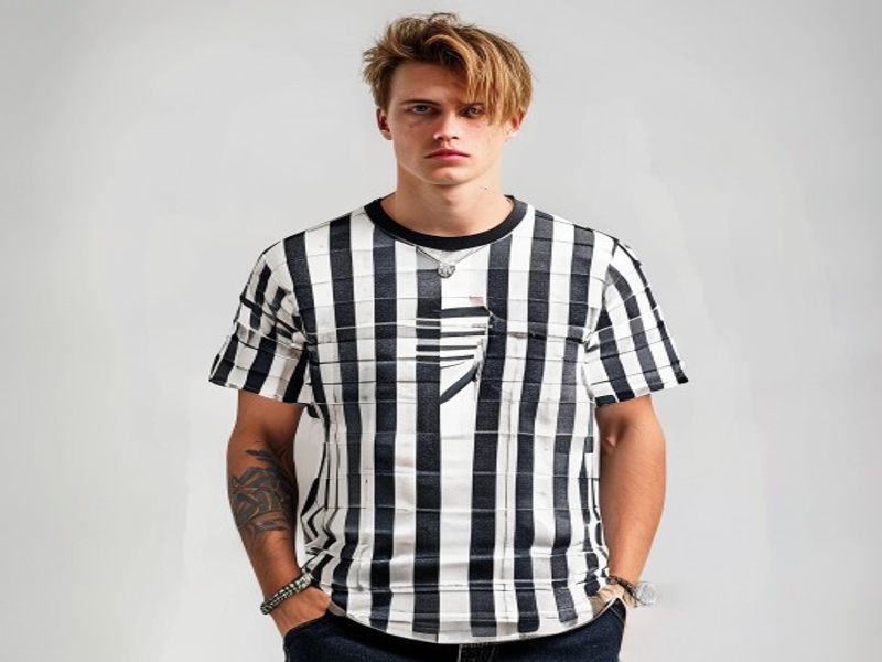 Tommy Jeans Camiseta de Manga Corta Hombre Stripe con Logotipo