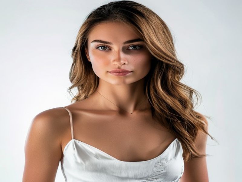 Bresdk Camisón Satén con Encaje Mujer