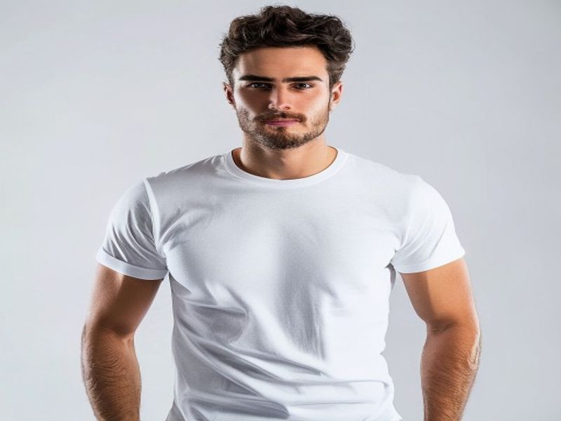 Camiseta de algodón de Color sólido para hombre