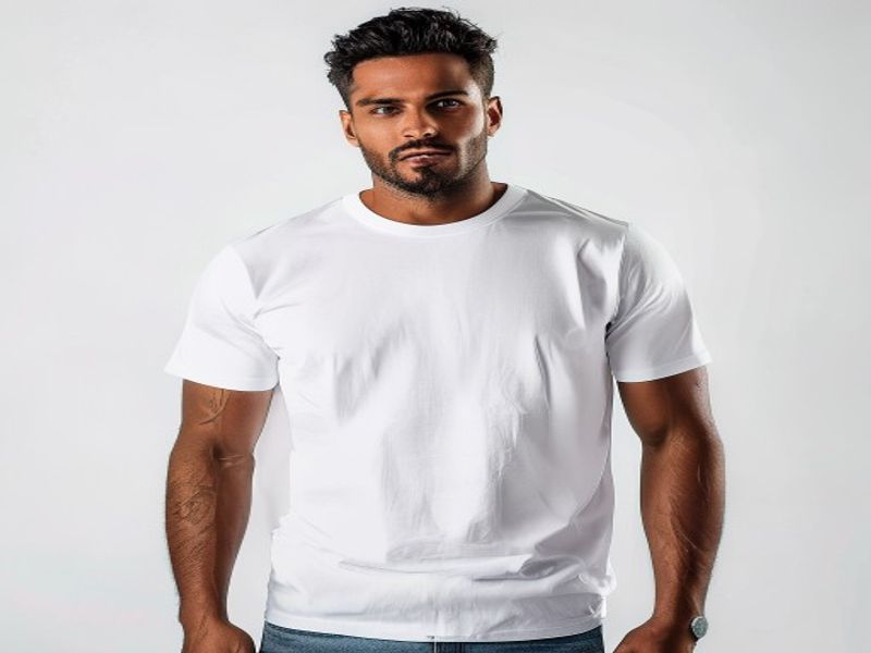 Camiseta de manga corta para hombre de algodón y lino