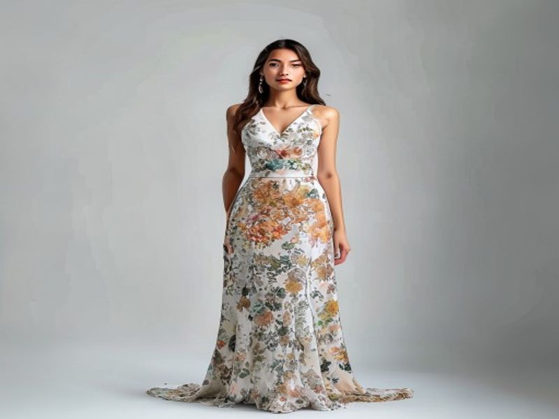 Carmakoma Vestido de Mujer Corte Normal V-Cuello Midi Vestido