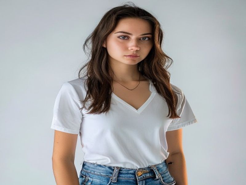 Gyabnw Camiseta Mujer Manga Corta Cuello V con Estampado de Corazón