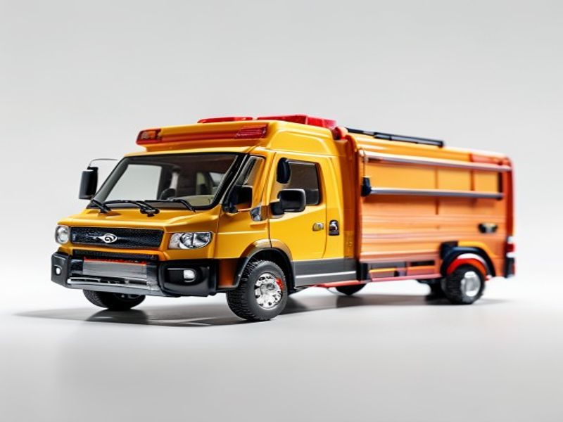 Mini coche 1:32, ambulancia fundida, camión de bomberos, modelo de policía