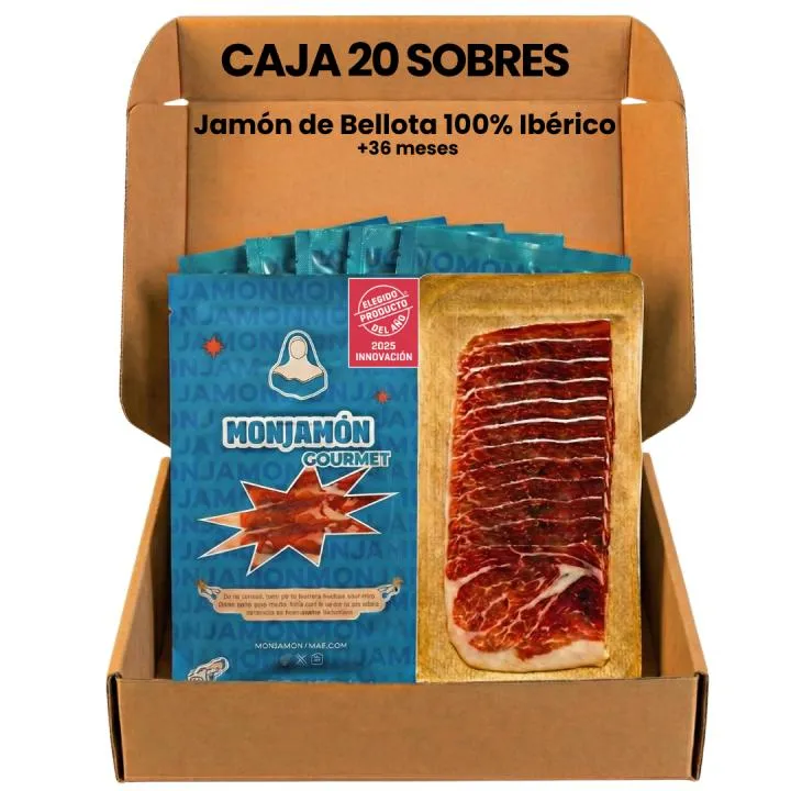 Lote 20 Sobres Jamón de Bellota 100% Ibérico Premium Loncheado Pata Negra 80gr