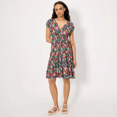 Vestido manga corta trabillas estampado Ysabel Mora
