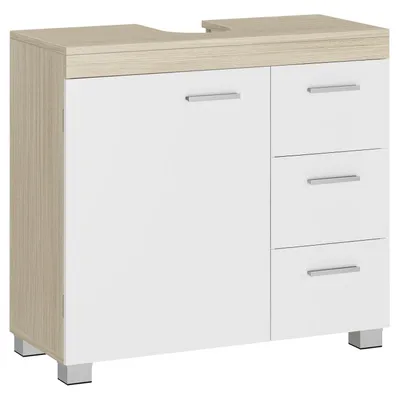 VASAGLE Mueble Bajo Lavabo con 3 Cajones y 2 Compartimentos - Blanco/Beige o Gris