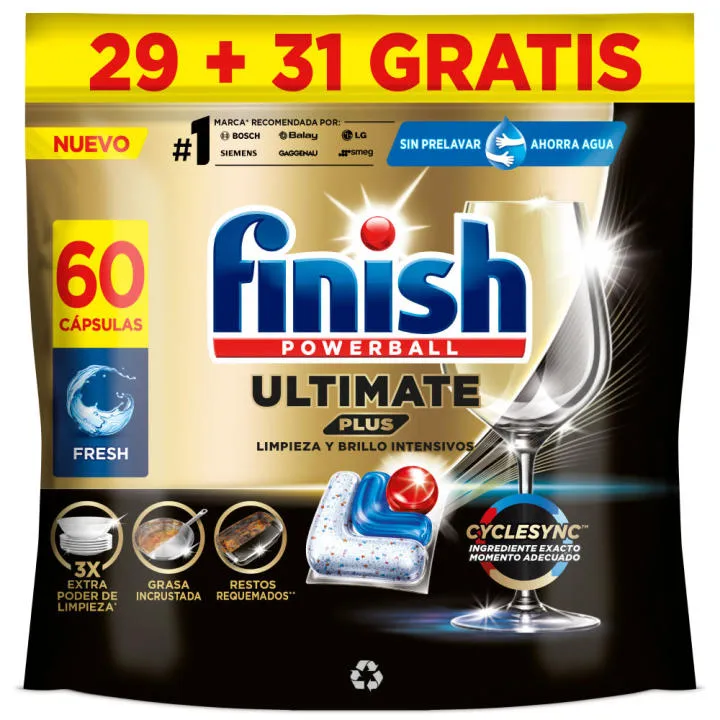 Finish Powerball Ultimate Plus Pastillas para Lavavajillas - Pack Ahorro