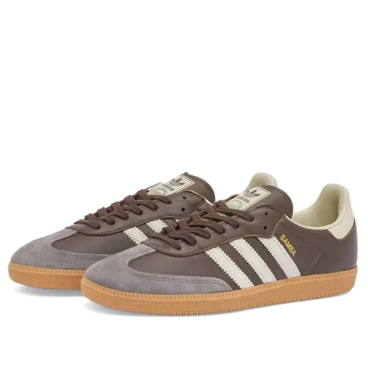 Adidas Samba OG ID1481 - Zapatillas Clásicas Marrón/Gris/Dorado