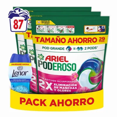 Ariel Poderoso Detergente Lavados (87/90) + Perlas Frescor 150gr