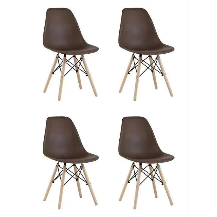 Pack 4 Sillas Comedor Minimal DECO Nórdicas Chocolate Patas Madera