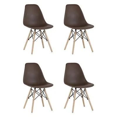 Pack 4 Sillas Comedor Minimal DECO Nórdicas Chocolate Patas Madera