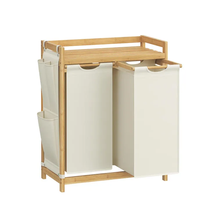 SONGMICS Cesto Ropa Sucia 150L con 2 Compartimentos y Estante