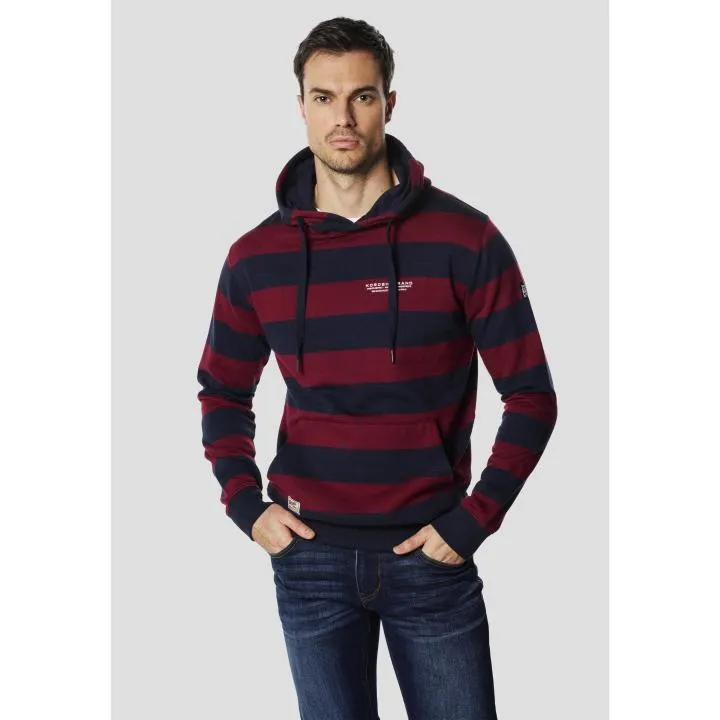 Sudadera con Capucha Koroshi Hombre Rayas Navy y Granate