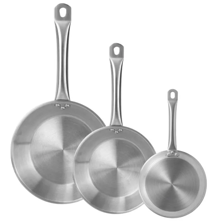Lote de 4 Sartenes Well Home Ø20Ø24Ø28Ø30cm Acero Inoxidable Apta Inducción
