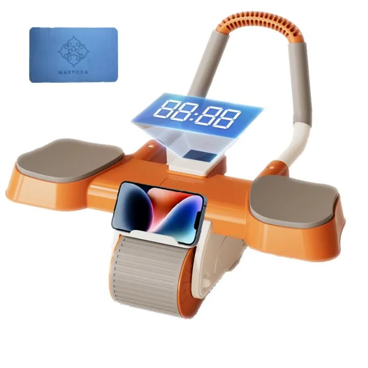 MAX YOGA Rueda Abdominal Auto-Retráctil con Esterilla - Entrenamiento de Abdomen en Casa