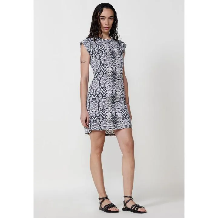Koroshi Vestido Mujer corto estampado ikat – Koroshi negro