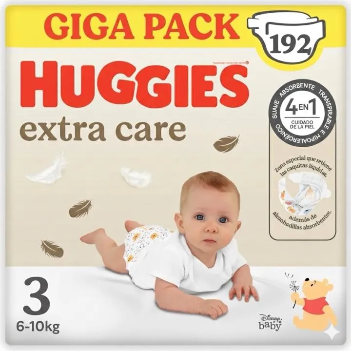 Huggies Extra Care Pañales Bebé GIGA Pack Tallas 1-5 en Miravia