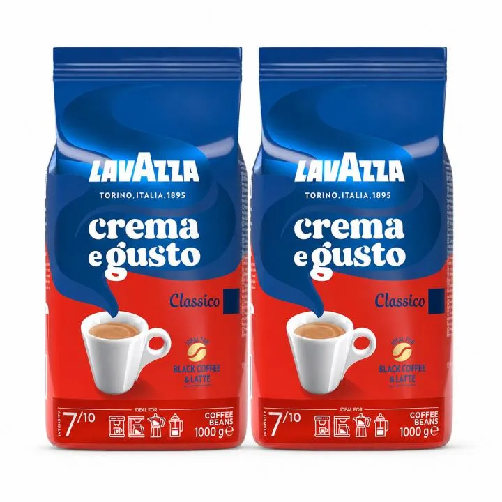 Pack 2 Kg Lavazza Granos Crema e Gusto Classico - Café en Grano para Amantes del Espresso