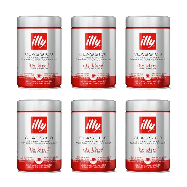 Lote 6 Paquetes Café Molido Illy Clásico Tostado 250g