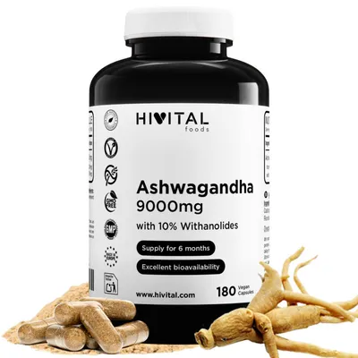 Ashwagandha 9000 mg | 180 cápsulas veganas. Hivital