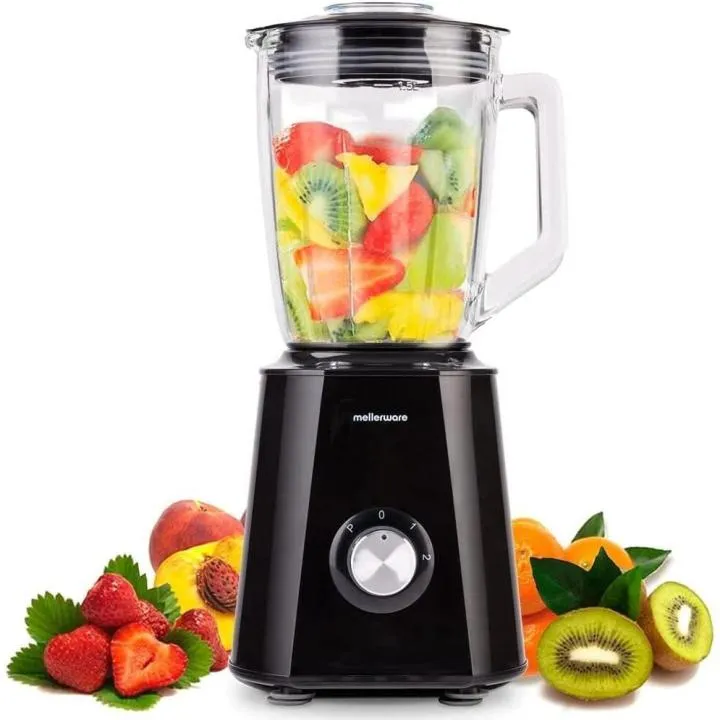 Batidora de Vaso Mellerware 1500W con Jarra de Cristal de 1.5L y 6 Cuchillas