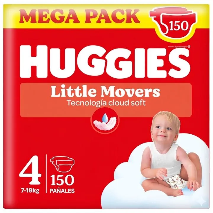 Huggies Little Movers Pañales para Bebé - Ultra Comfort, Tallas 3-6