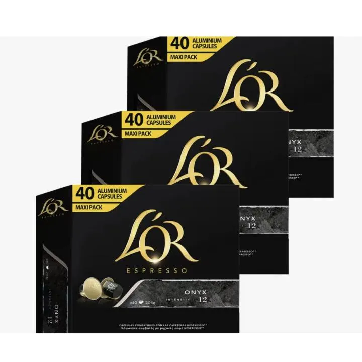 L'OR ESPRESSO Café Onyx, 120 Cápsulas (6 Packs x 20 Cápsulas)