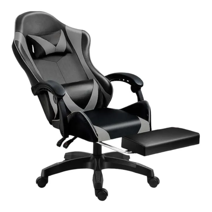 Silla Gaming Ergonómica de Piel Sintética Ajustable para Oficina y Videojuegos
