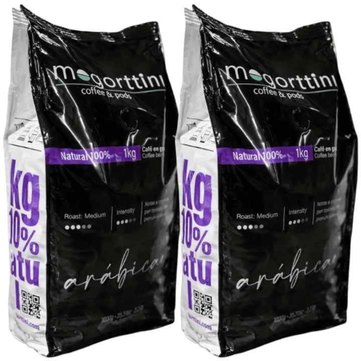 Mogorttini - Pack 2 Kilos Café en Grano Espresso Selección Arábicas Calidad Superior