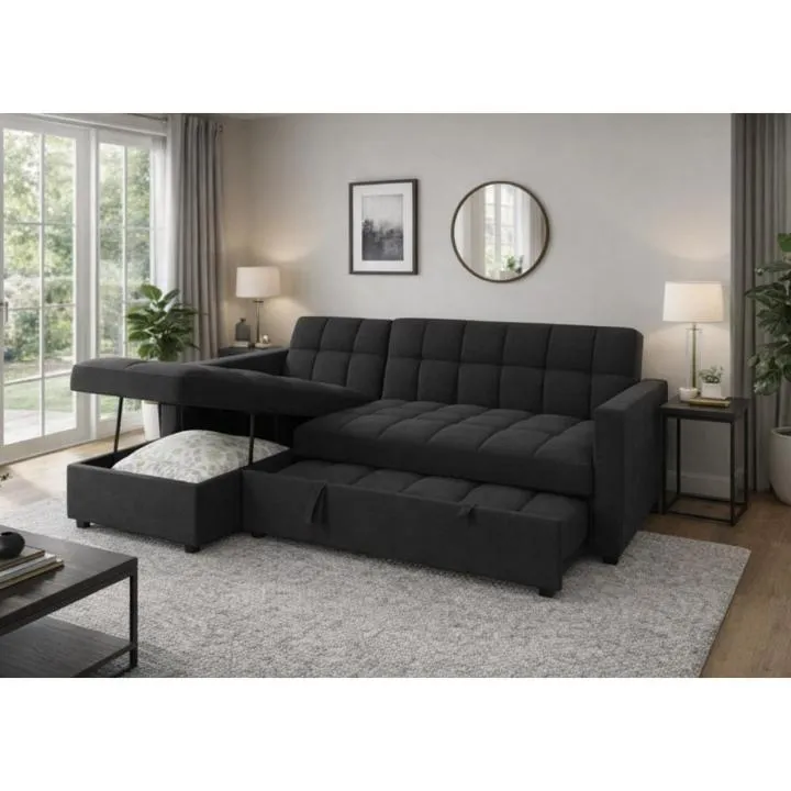 Sofá Cama Chaise Longue Kris 210cm Negro | Elegancia y Funcionalidad para tu Salón