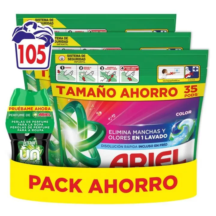 ARIEL Pods Color 76 o 105 Lavados + Perlas Unstoppables Ariel 150 gr
