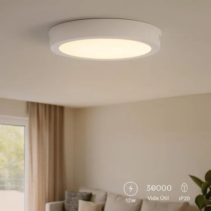 Plafón LED Iluminashop 24W Regulable con Mando a Distancia y Acabado Madera