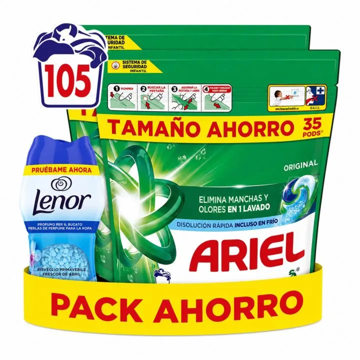 Ariel Pods Original 132 Lavados + Perlas Perfumadas 150g en Miravia