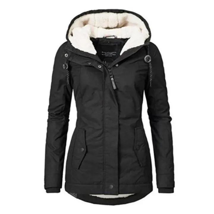 Abrigo de Invierno con Capucha y Forro Polar para Mujer
