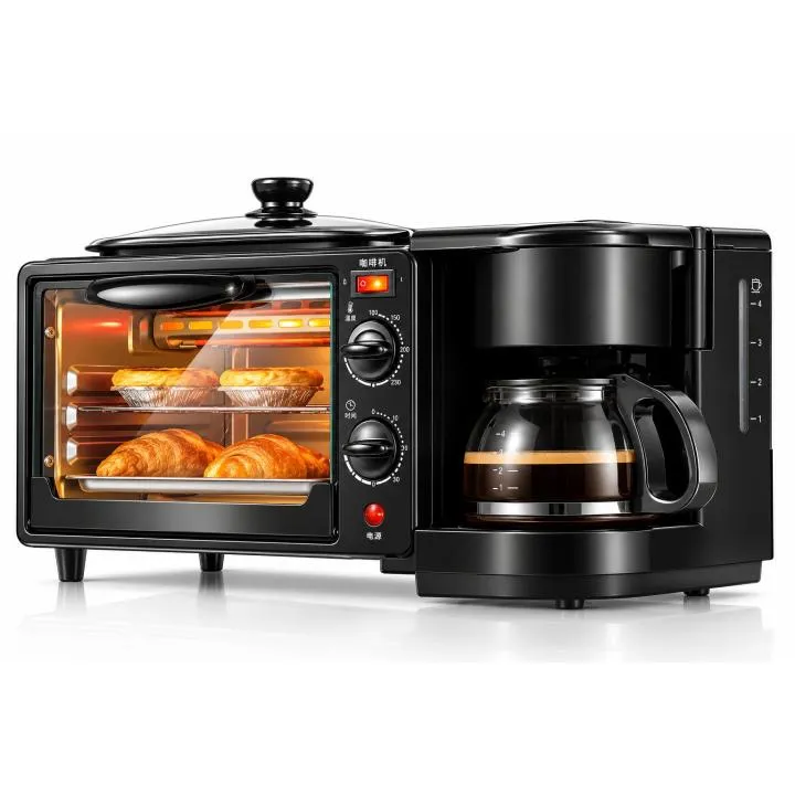 Máquina Desayuno 3 en 1 Don Feliz: Cafetera, Horno y Plancha Multifunción