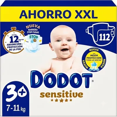 Dodot Sensitive Extra Pañal Bebé Pack Mensual Tallas 3+, 4+, 5+, 6+