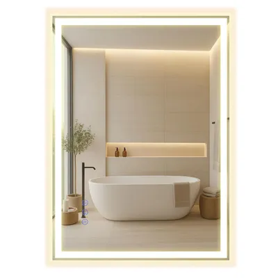 SONGMICS Espejo de Baño LED con Antivaho y Brillo Ajustable