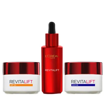 Pack Antiedad L'Oréal Revitalift con Sérum, Crema Día y Noche