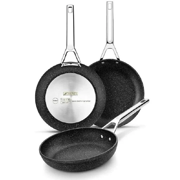 Set 3 Sartenes Monix Mineral (18, 22 y 26 cm) - Aluminio Forjado para Inducción