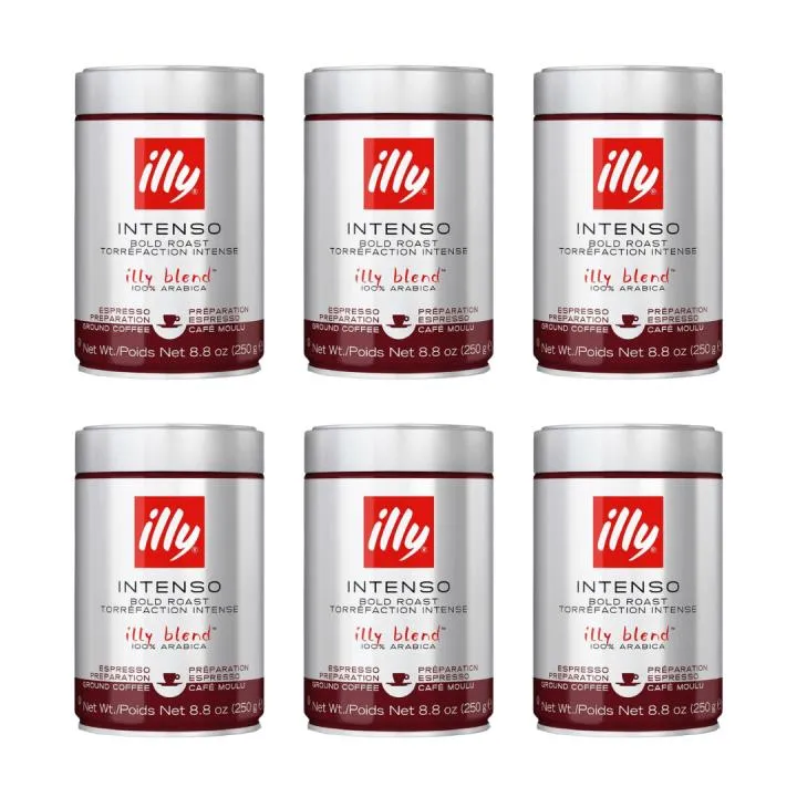 Illy 6 PACK Café Molido Tostado Intenso 250 Grs