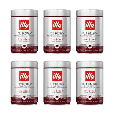 Illy 6 PACK Café Molido Tostado Intenso 250 Grs