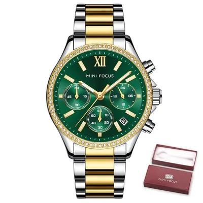 Reloj de Cuarzo MINI FOCUS para Mujer, Luminoso, Calendario, Acero Inoxidable, Sumergible 30M