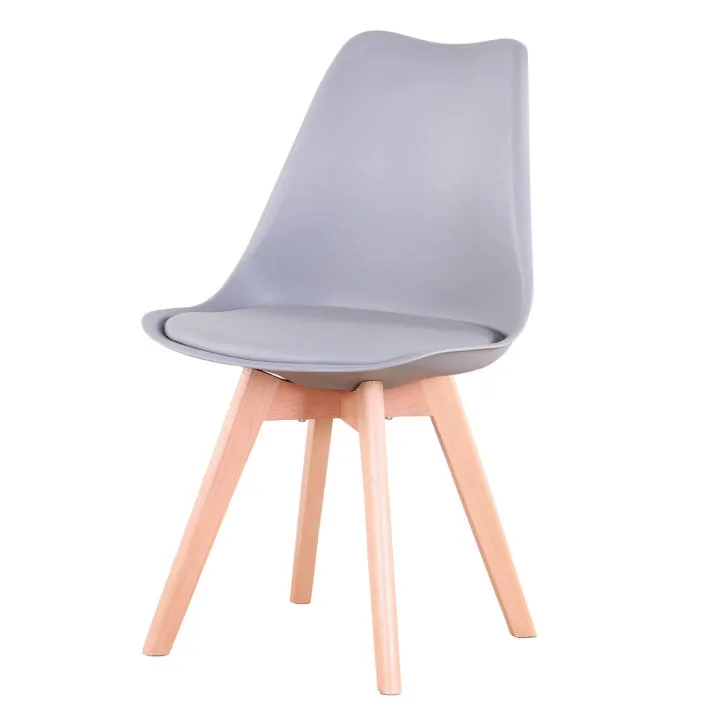 Lote de 4/6 Sillas de Comedor Medieval Nórdicas con Asiento Acolchado y Patas de Madera