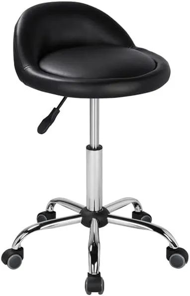 Yaheetech 2pcs Taburetes de Salón Giratorio Ajustable en Altura Sillas con Ruedas 59-70 cm Negro