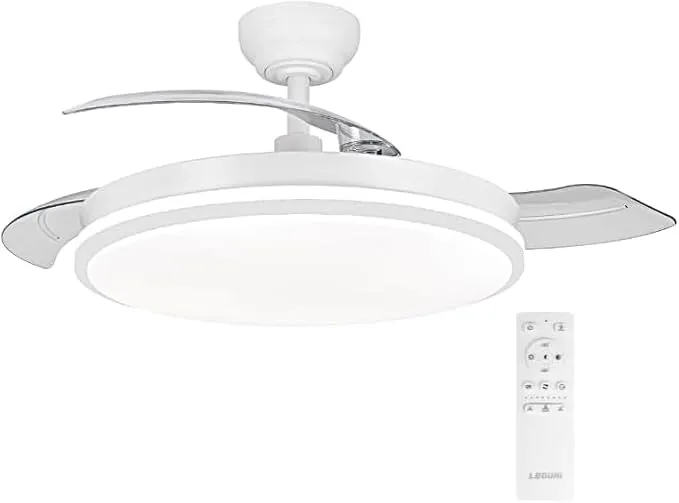 Ventilador LEDUNI Retráctil con Luz LED 72W y Mando a Distancia